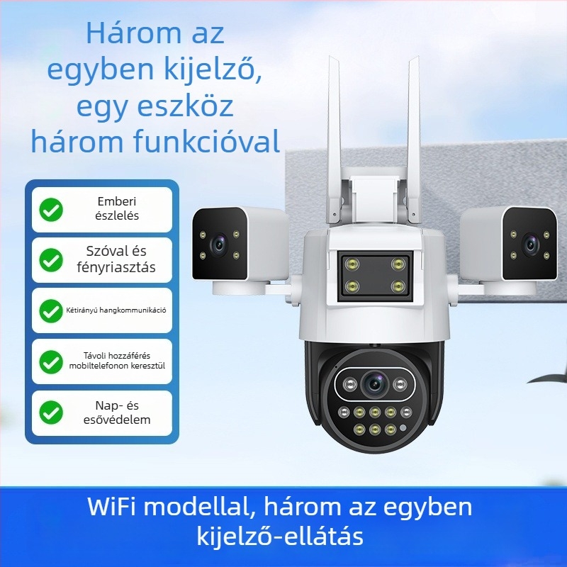 Kültéri IP-kamera távoli mobil megfigyeléssel, éjjellátás 0,01 lux, -30°C–65°C tartomány, 12V tápegység, kültéri használat