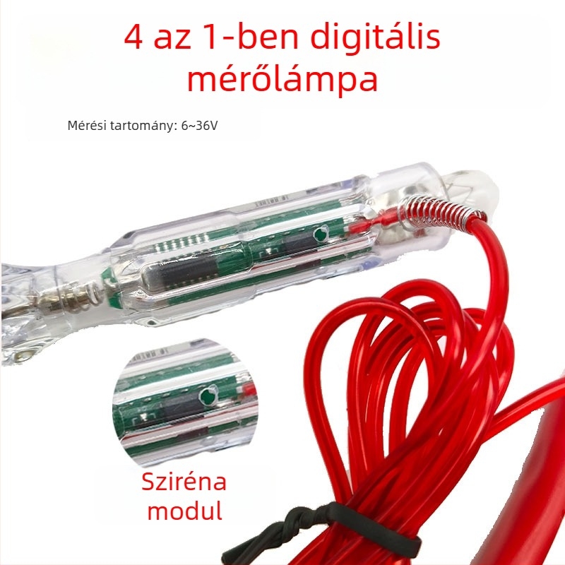 Gépjármű elektromos mérő toll digitális kijelzővel, csipogóval, többfunkciós és két színű LED jelzővel