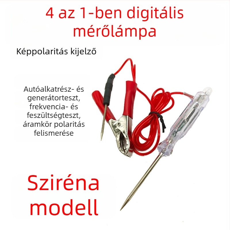 Gépjármű elektromos mérő toll digitális kijelzővel, csipogóval, többfunkciós és két színű LED jelzővel