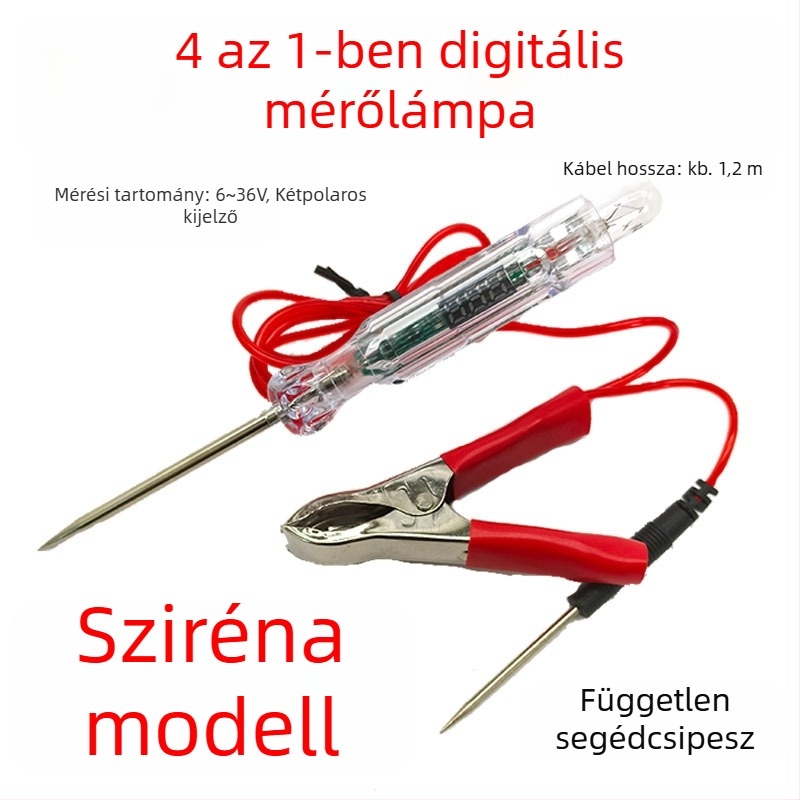 Gépjármű elektromos mérő toll digitális kijelzővel, csipogóval, többfunkciós és két színű LED jelzővel