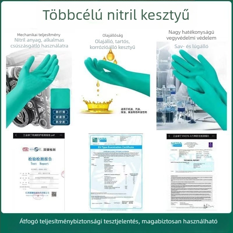 Xingyu zöld filces nitril kesztyűk a konyhai tisztításhoz, strapabíróak, olajállóak, élelmiszer-minőségűek, vízálló, hosszú ujjas védő