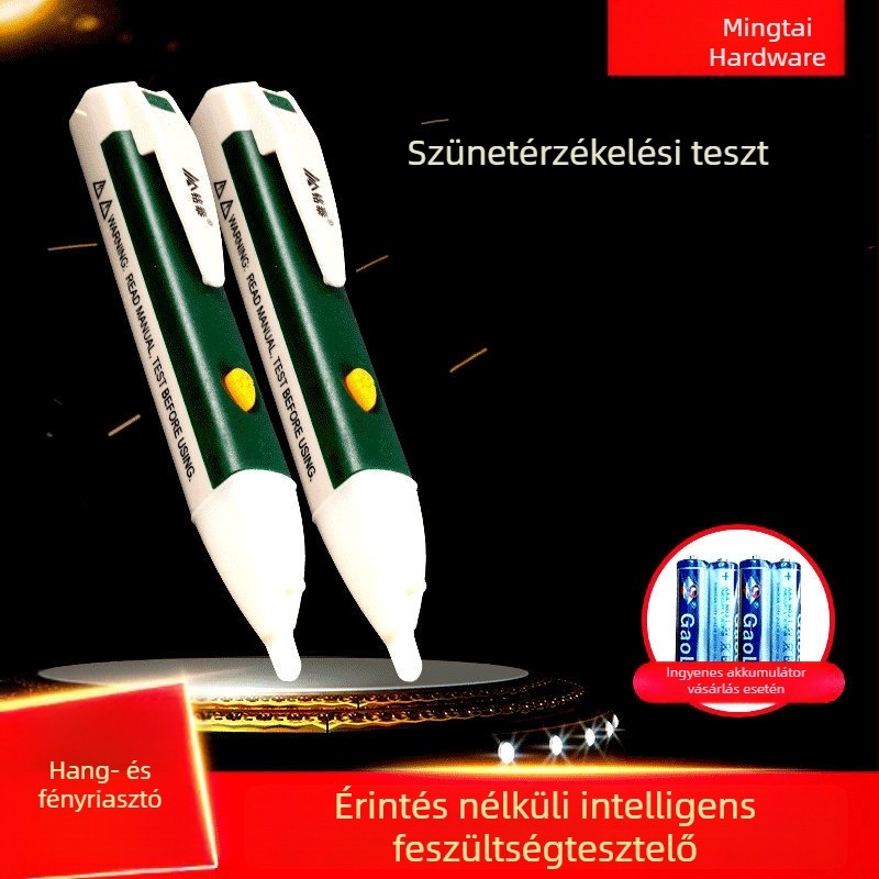 Érintés nélküli, többfunkciós intelligens feszültségmérő toll, vonaldetektálással, hang- és fényriasztással, állítható érzékenységgel, otthoni és professzionális használatra