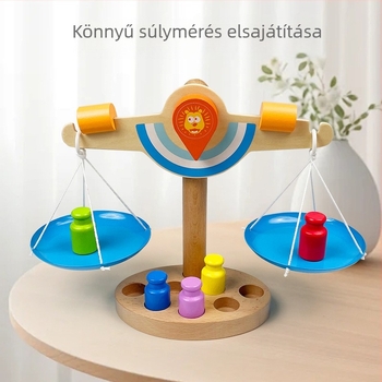 Fából készült Montessori egyensúlymérleg gyerekeknek, oktató játék, DIY, 4–6 éves korosztály.