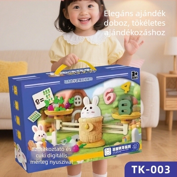 Oktatási játék: nyuszi aritmetika és digitális mérleg – fejleszti a logikai gondolkodást, a szülő-gyermek interakciót és a kéz-szem koordinációt, műanyag anyag