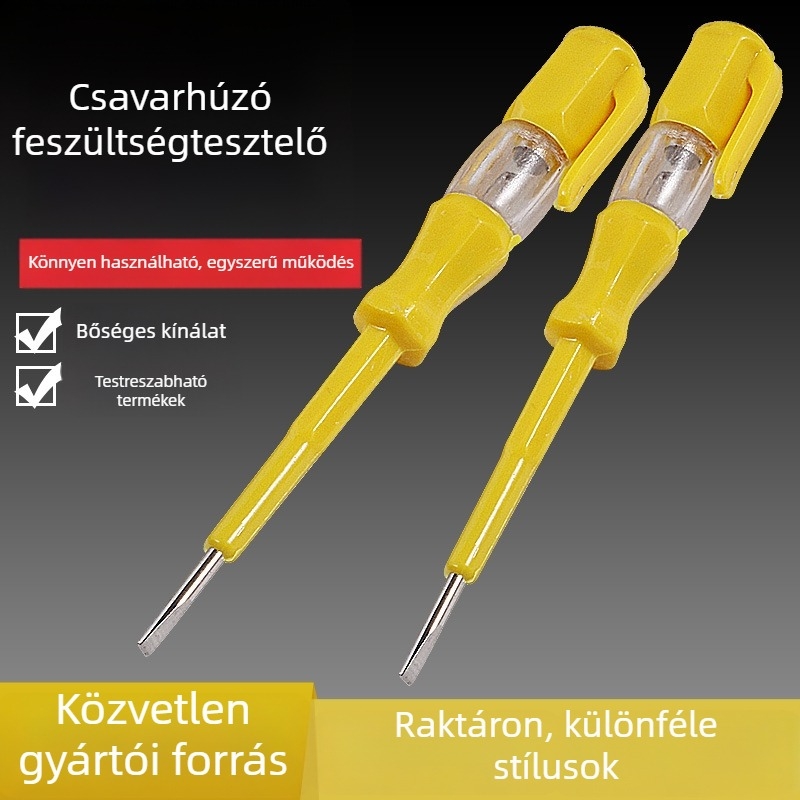 Multifunkcionális villamos mérő toll laposfejű csavarhúzóval — hordozható eszköz vezetékek és elektromos ellenőrzéséhez