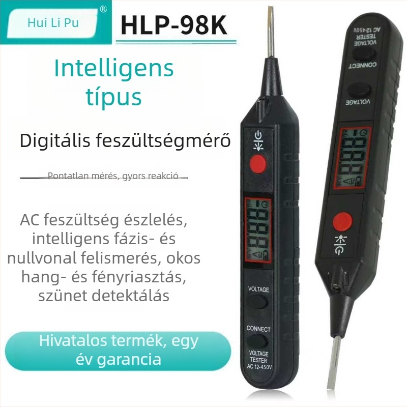 Intelligens szenzoros elektromos tesztpen, 12-450V, többfunkciós digitális kijelző