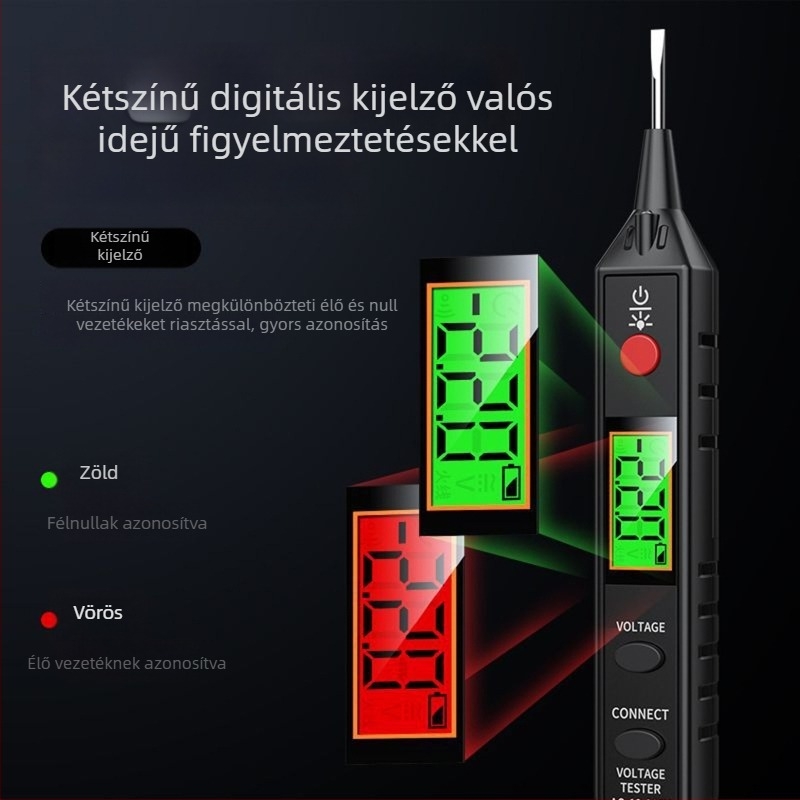 Intelligens szenzoros elektromos tesztpen, 12-450V, többfunkciós digitális kijelző