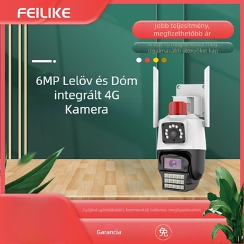 4G Kültéri panorámas megfigyelő kamera dupla objektívvel, mozgás- és emberfelismerés, ultra alacsony megvilágítás 0,001 lx, 12V tápegység