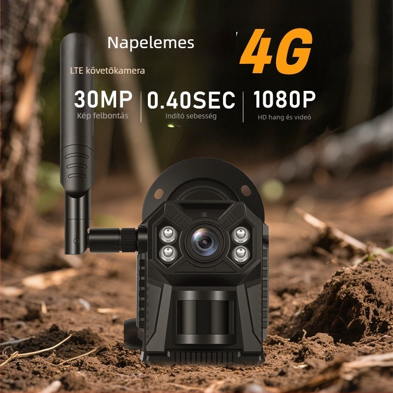 Napelemes 4G vadászkamera AI állatfelismeréssel, éjszakai infravörös látás és 4K megfigyelés kültéren
