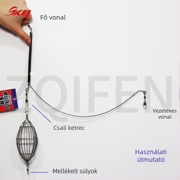 Rozsdamentes acélból készült etetőkosár mélytengeri hajóhorgászathoz — kiegészítők
