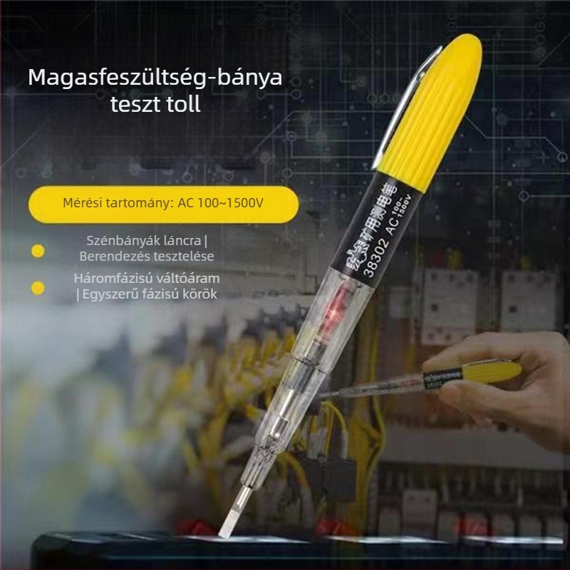 Szenbányai elektromos teszt toll krom-vanádium acél testtel, magasfeszültséghez, szénbányai áramkörök tesztelésére - Modell 38302