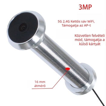 Belső Wi-Fi intelligens kamera, 3MP éjjellátó infravörös, fisheye széleslátószögű objektív 1.44 mm, 5V tápegység