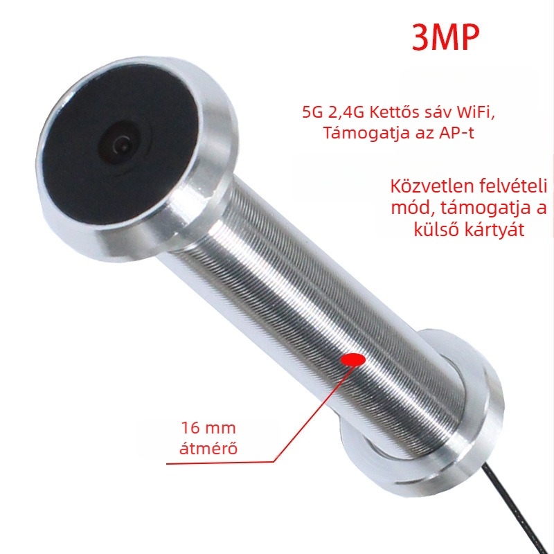 Belső Wi-Fi intelligens kamera, 3MP éjjellátó infravörös, fisheye széleslátószögű objektív 1.44 mm, 5V tápegység