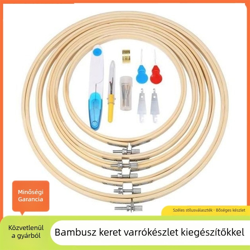Keresztszemes készlet bambusz kerettel, fonalakkal és tartozékokkal nemzeti stílusban
