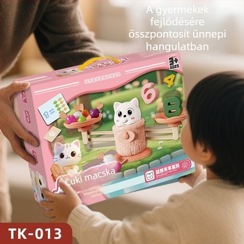 Gyermekeknek szóló oktató játék: számos egyensúlyi puzzle macska és nyúl figurákkal, két játékos számára – logikus gondolkodás és kéz-szem koordináció fejlesztése