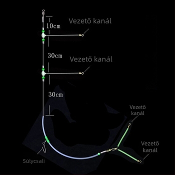 Fénylő egyetlen gyöngyös horgászrig, szilikonból, tengeri horgászathoz
