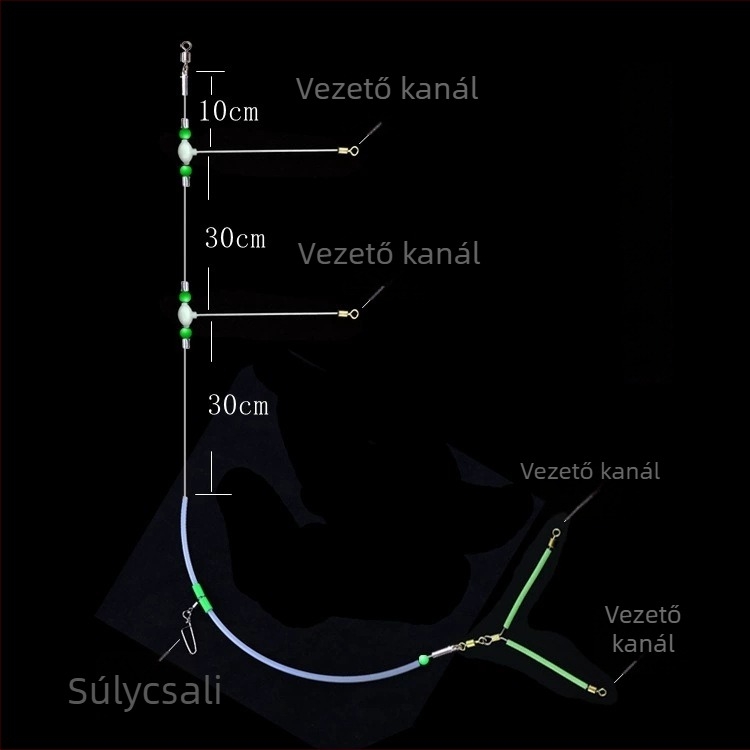 Fénylő egyetlen gyöngyös horgászrig, szilikonból, tengeri horgászathoz
