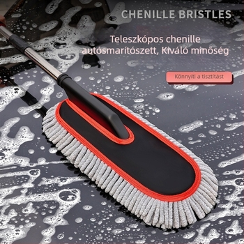 Autómosó mop Chenille anyaggal, puha sörtékkel, Oka star márka, fényezésvédő, testreszabás elérhető