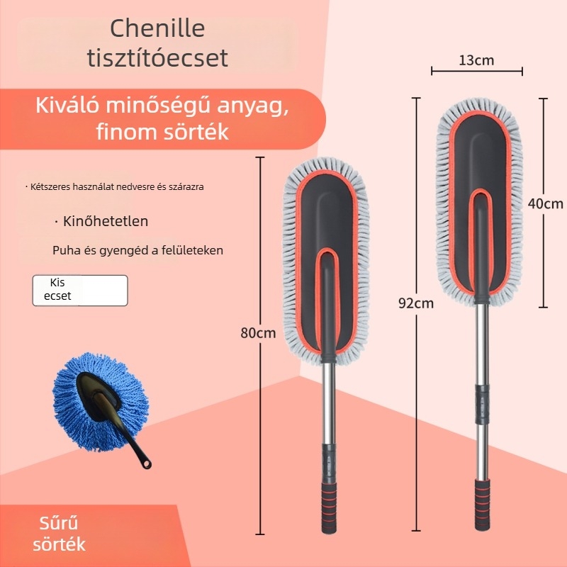 Autómosó mop Chenille anyaggal, puha sörtékkel, Oka star márka, fényezésvédő, testreszabás elérhető
