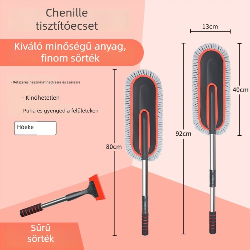 Autómosó mop Chenille anyaggal, puha sörtékkel, Oka star márka, fényezésvédő, testreszabás elérhető