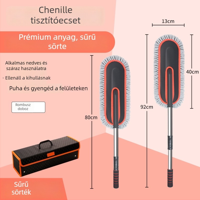 Autómosó mop Chenille anyaggal, puha sörtékkel, Oka star márka, fényezésvédő, testreszabás elérhető
