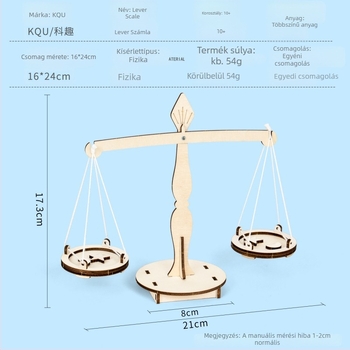 Fából készült egyensúlymérleg – DIY képességgel, fizikai oktatási játék 7–14 éveseknek, gyakorlati és szellemi fejlődés
