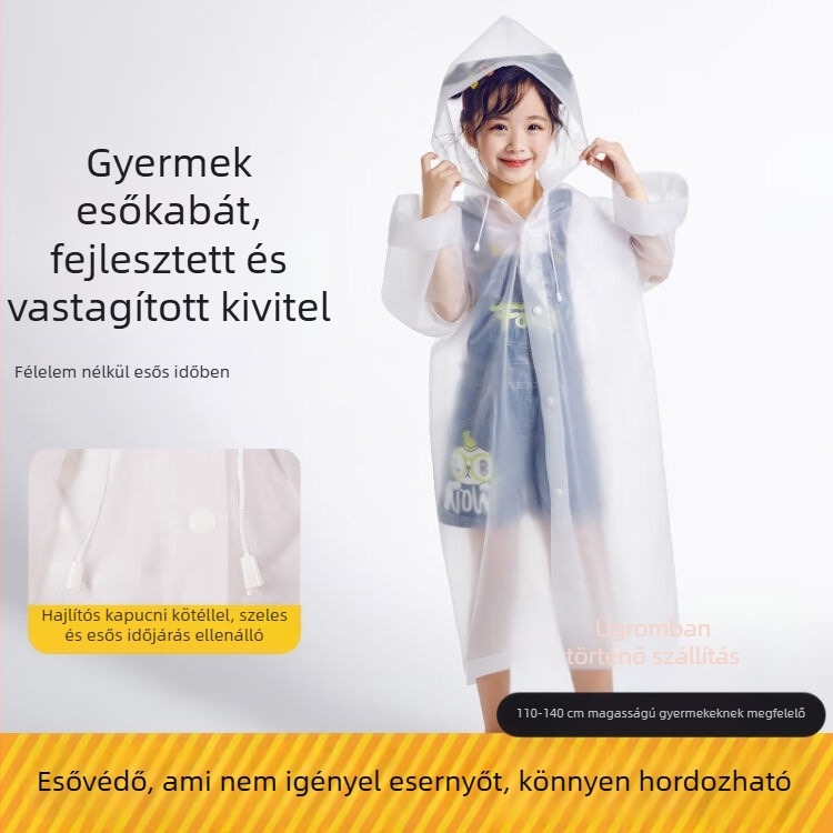 Gyerek EVA esőponchó, vast anyag, PU vízálló réteg, kültéri túrázáshoz