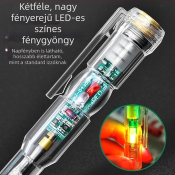 Villanyszerelői elektromos toll teszter élénk színű kijelzővel, méri a fázist és a neutrál vezetéket, ellenőrzi a kör kontinuitását