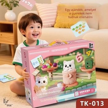 Ya'ao műanyag oktató számolós egyensúlyozó játék gyerekeknek – fejleszti a számok megértését és a kéz-szem koordinációt interaktív játékkal; nyuszi és macska figurákkal.