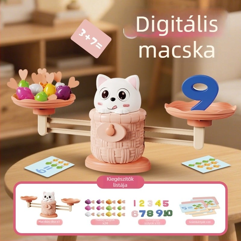 Ya'ao műanyag oktató számolós egyensúlyozó játék gyerekeknek – fejleszti a számok megértését és a kéz-szem koordinációt interaktív játékkal; nyuszi és macska figurákkal.