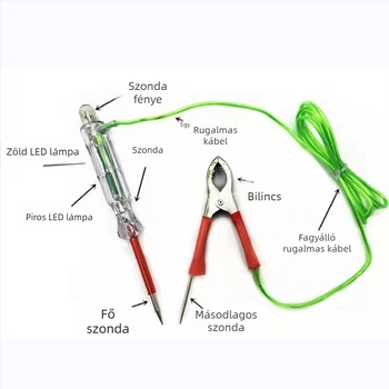 Autókarbantartási LED-tesztelő toll, áramkör-észlelés, diagnosztika hang- és fényjelzéssel