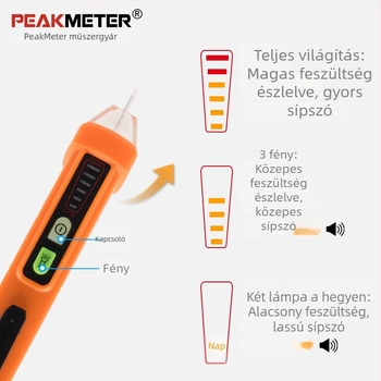 PEAKMETER PM8908C Nem érintéses feszültségvizsgáló toll – villanyszerelők számára