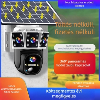 Napelemes megfigyelő kamera vezeték nélküli, 360° kültéri lefedettség, vízálló, AI-alapú okos funkciók, távoli hozzáférés mobilon keresztül, 5G