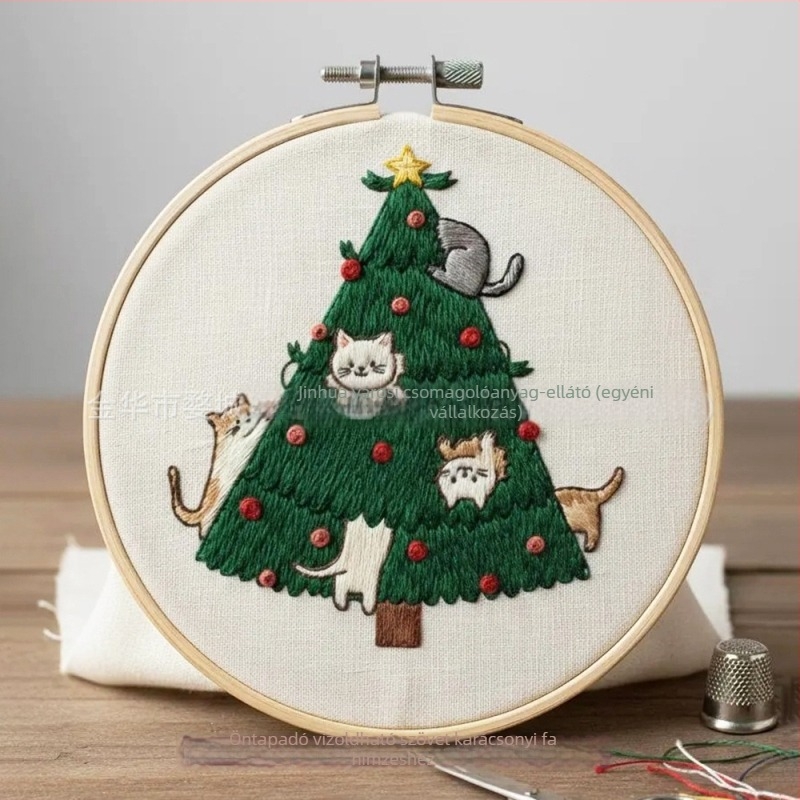 DIY karácsonyfa hímelő készlet hátoldalán ragasztóval, vízben oldódó nemszövött anyagból, nordic stílus, testreszabás elérhető, nappalira megfelelő