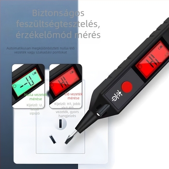 Villanyszerelői feszültségteszter digitális kijelzővel, többfunkciós, élő/nullvonal teszt és kontinuitás