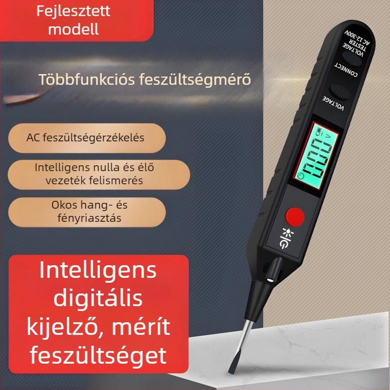 Villanyszerelői feszültségteszter digitális kijelzővel, többfunkciós, élő/nullvonal teszt és kontinuitás