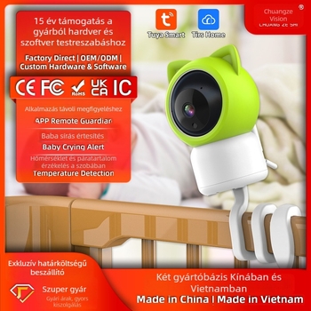 Babafigyelő videómonitor: 1080p videó, 3.6 mm objektív, IR éjszakai látótávolság 15 m-ig, távoli vezérlés alkalmazáson keresztül, altatódal lejátszása