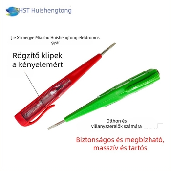 Huishengtong feszültségmérő toll LED-jelzővel, átlátszó ház, egyenes hegy, háztartási és villanyszerelők számára