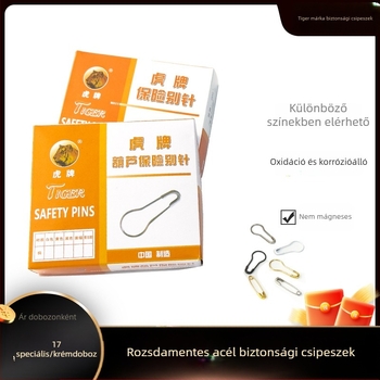 Tigris márkájú rozsdamentes acél tölcsér alakú biztonsági tű, Series 01, csomagolás 1000 darab