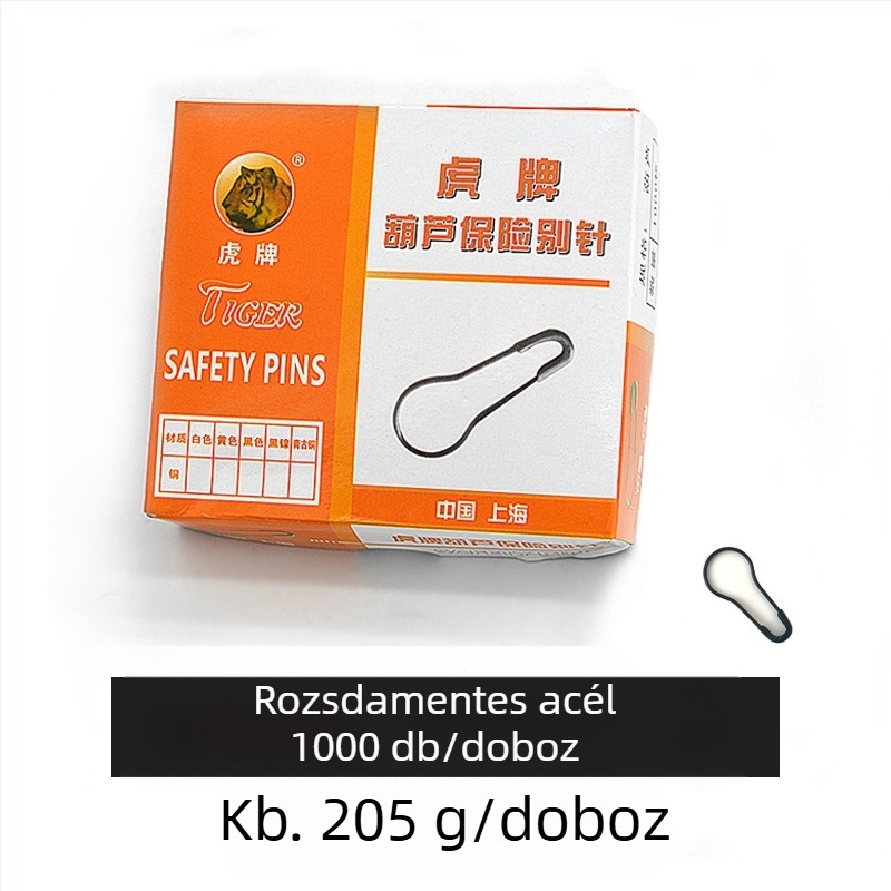 Tigris márkájú rozsdamentes acél tölcsér alakú biztonsági tű, Series 01, csomagolás 1000 darab