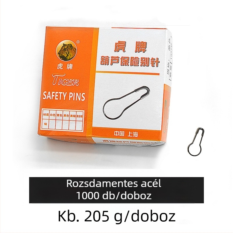 Tigris márkájú rozsdamentes acél tölcsér alakú biztonsági tű, Series 01, csomagolás 1000 darab