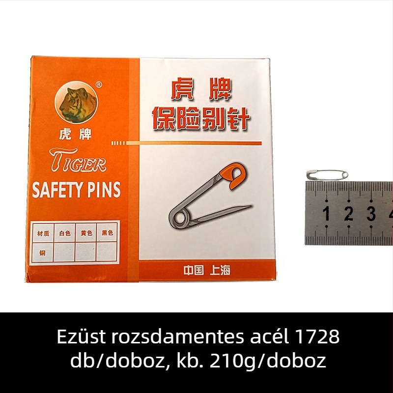 Tigris márkájú rozsdamentes acél tölcsér alakú biztonsági tű, Series 01, csomagolás 1000 darab