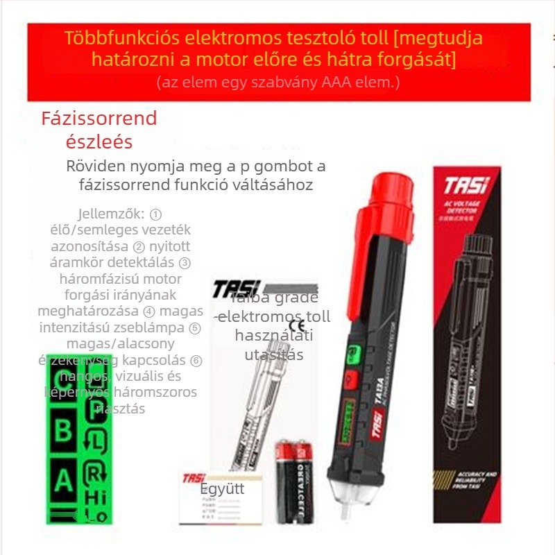 Érintésmentes feszültségmérő toll hang- és fényriasztással TA11B+/13A/881A