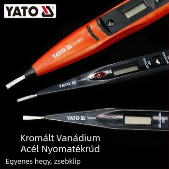 Yato elektromos tesztpen digitális kijelzővel – többfunkciós teszter épületvillamossághoz