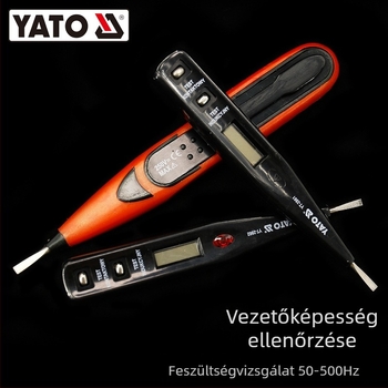 Yato elektromos tesztpen digitális kijelzővel – többfunkciós teszter épületvillamossághoz