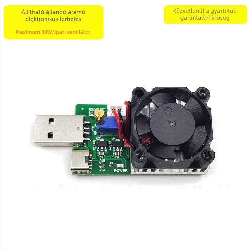 30W állítható állandó áramú elektronikus terhelő USB-hez, DC feszültség és áram tesztelésére, 20V kisülés-öregedési panel