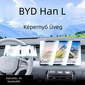 BYD Han L navigációs kijelzőjéhez tervezett edzett üveg képernyővédő (középkonzol) – karcolásálló, ujjlenyomat-mentes