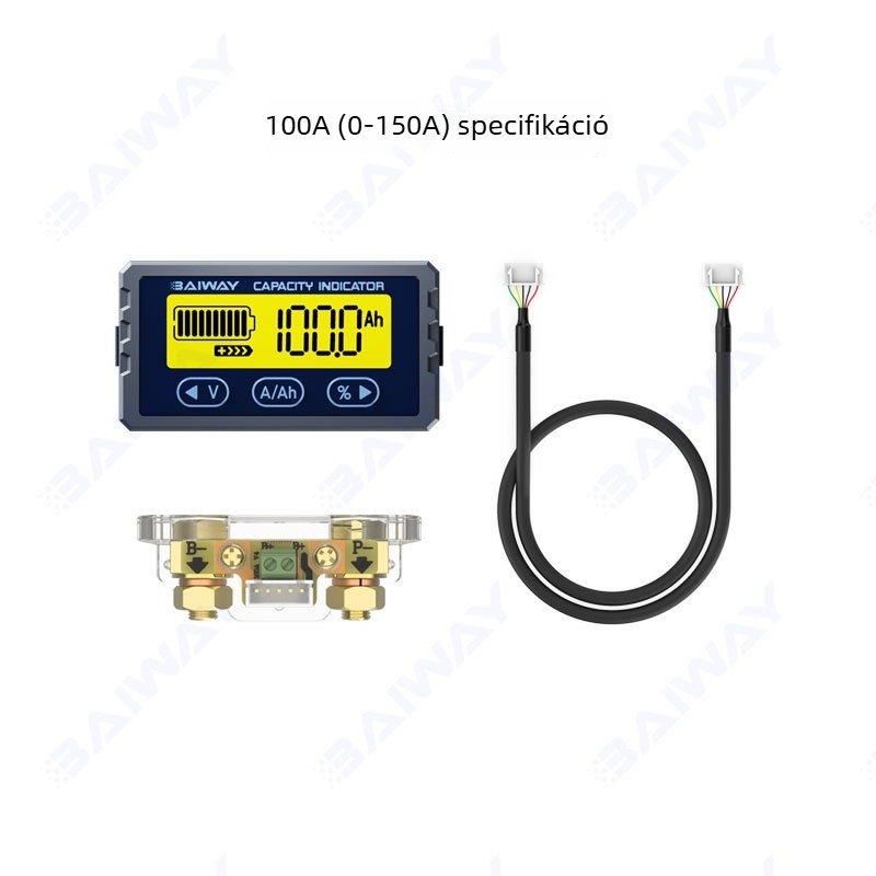 TY23 Coulombmérő LiFePO4 akkumulátor monitorozásához, bemeneti feszültség 8-120V, áramtartomány 0-75A (50A névleges), tápegység 8-120V