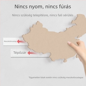 Világtérkép filcből készült falitábla utazási fényképekhez — falikép matrica, lyukmentes dekoráció