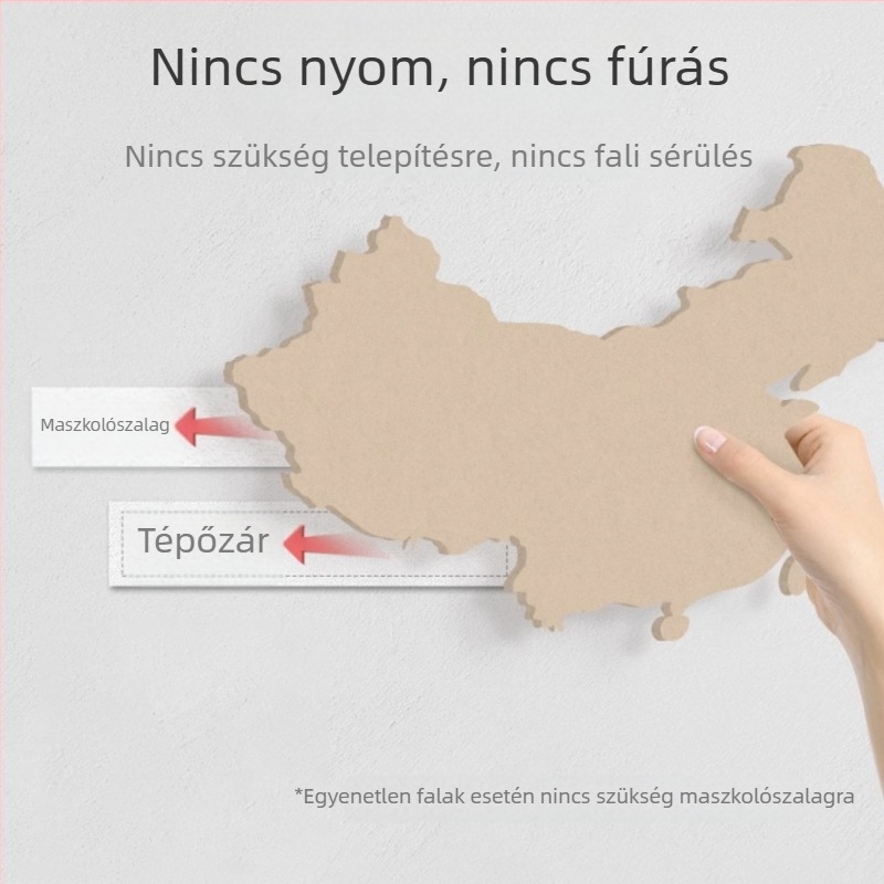Világtérkép filcből készült falitábla utazási fényképekhez — falikép matrica, lyukmentes dekoráció